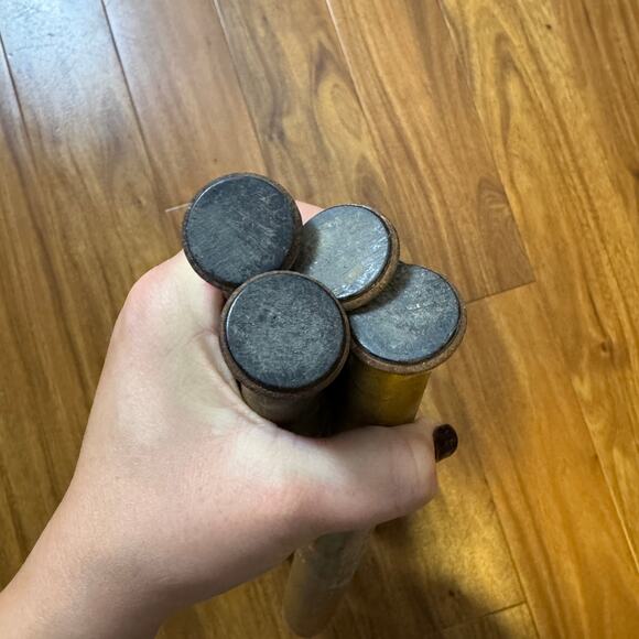 Set of 4 Solid Wood Round Tapered Table Legs Brass Bottom adjustable Feet - Picture 7 of 13